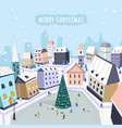 merry christmas people walking along main square vector image
