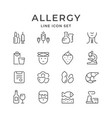 set line icons of allergy vector image