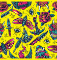 vintage flash tattoo designs seamless pattern vector image vector image