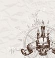 compass rose and piracy skull vector image vector image