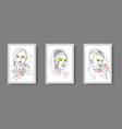 face one line art girl womanfemale portraits vector image