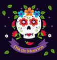 sugar skull with flowers and pepper vector image