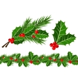 holly leaves and berries vector image