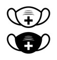 medical mask icon cross on a face vector image