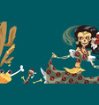 woman skeleton in mexican costume dancing poster vector image