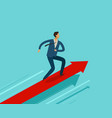 businessman running on growth graph success vector image