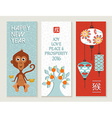 chinese new year 2016 monkey label card set cute vector image