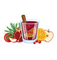 christmas punch with fruit and cranberries vector image