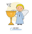 angel with chalice and white dove vector image