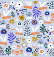 seamless floral pattern with hand drawn flowers vector image vector image