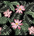botanical seamless pattern green leaves black vector image