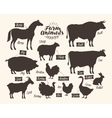 farm animals collection of silhouettes vector image vector image