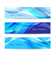 set abstract blue wavy headers vector image