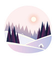 winter landscape hills snow forest trees sunny vector image