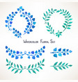 blue and green watercolor leaves vector image