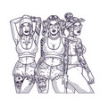 chicano california girls emblem monochrome vector image