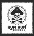 pirate skull insignia poster rum label design vector image