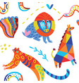 seamless pattern with abstract african animals in vector image