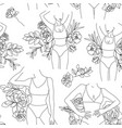 woman body seamless pattern line style black vector image vector image