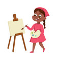 cute girl painting on drawing easel studying art vector image