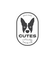 face badge dog minimal vintage logo design vector image