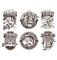 fishing monochrome emblems vector image vector image