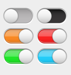 Toggle switch buttons on and off 3d oval gray Vector Image