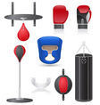 set icons of equipment for boxing vector image