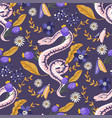 snake floral seamless pattern flower magic vector image