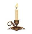 burning candle in bronze vector image vector image