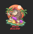 cute gorilla happy summertime vector image vector image