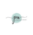 p w pw initial letter handwriting and signature vector image