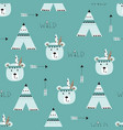 seamless pattern with indian bears vector image vector image