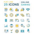 set flat line icons online gaming vector image