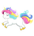 cute magic cartoon unicorn with rainbow colors vector image vector image