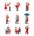 flat set of romantic couples in different vector image