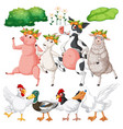 set of mix animal farm character vector image