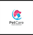 pet care logo with dog cat and hand symbols vector image vector image
