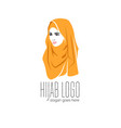 beautiful woman wearing colorful hijab icon vector image vector image