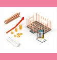 building of energy efficient wooden house ecology vector image