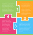 four colorful piece puzzle infographic 4 step vector image