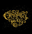 gold merry christmas party handwritten lettering vector image vector image