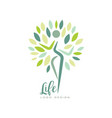 healthy life logo design with abstract silhouette vector image