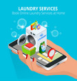 isometric woman hand using smartphone booking vector image