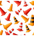lot of bright yellow and red road cones seamless vector image vector image