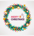 merry christmas card wreath circle frame vector image