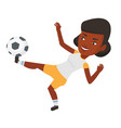 Black soccer player kicking the ball Royalty Free Vector