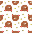 cute bear with bees seamless pattern on white vector image
