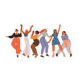 happy young women dancing together diverse vector image