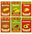 mexican food poster vector image vector image